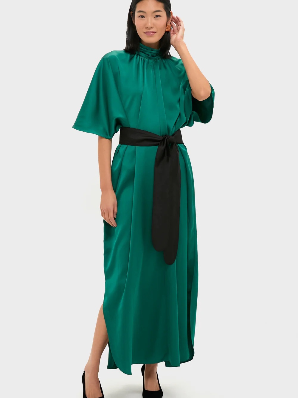 Tuckernuck Green Satin Patricia Maxi Dress